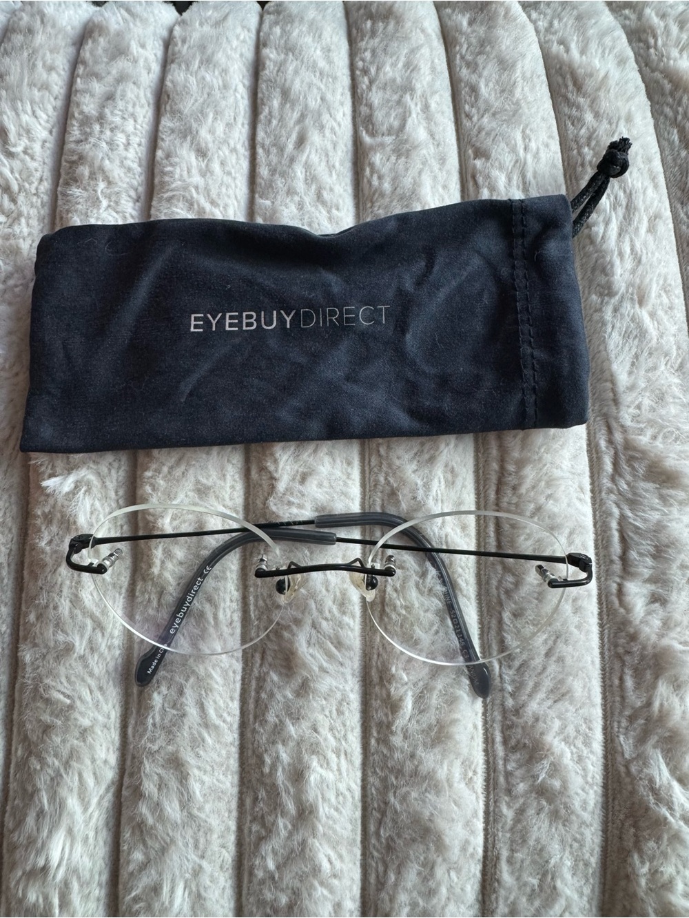 EyeBuyDirect Shine Rimless Titanium Eyeglasses Frames C3 52-21-145 Pouch